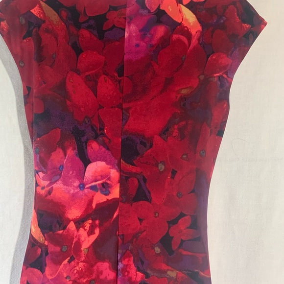 Lauren Ralp Laure cowl neck sleeveless red floral  dress - Picture 7 of 13
